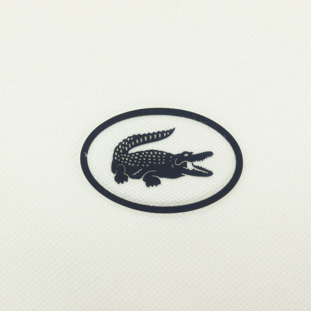【中古】ラコステ LACOSTE コットン 鹿の子 半袖ポロシャツ ホワイトxブルー【サイズ3】【 状態ランクC 】【 メンズ 】