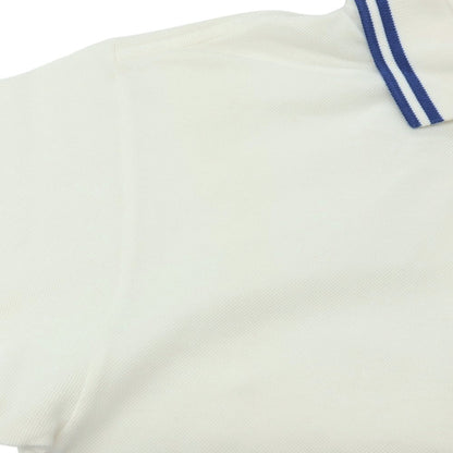 【中古】ラコステ LACOSTE コットン 鹿の子 半袖ポロシャツ ホワイトxブルー【サイズ3】【 状態ランクC 】【 メンズ 】