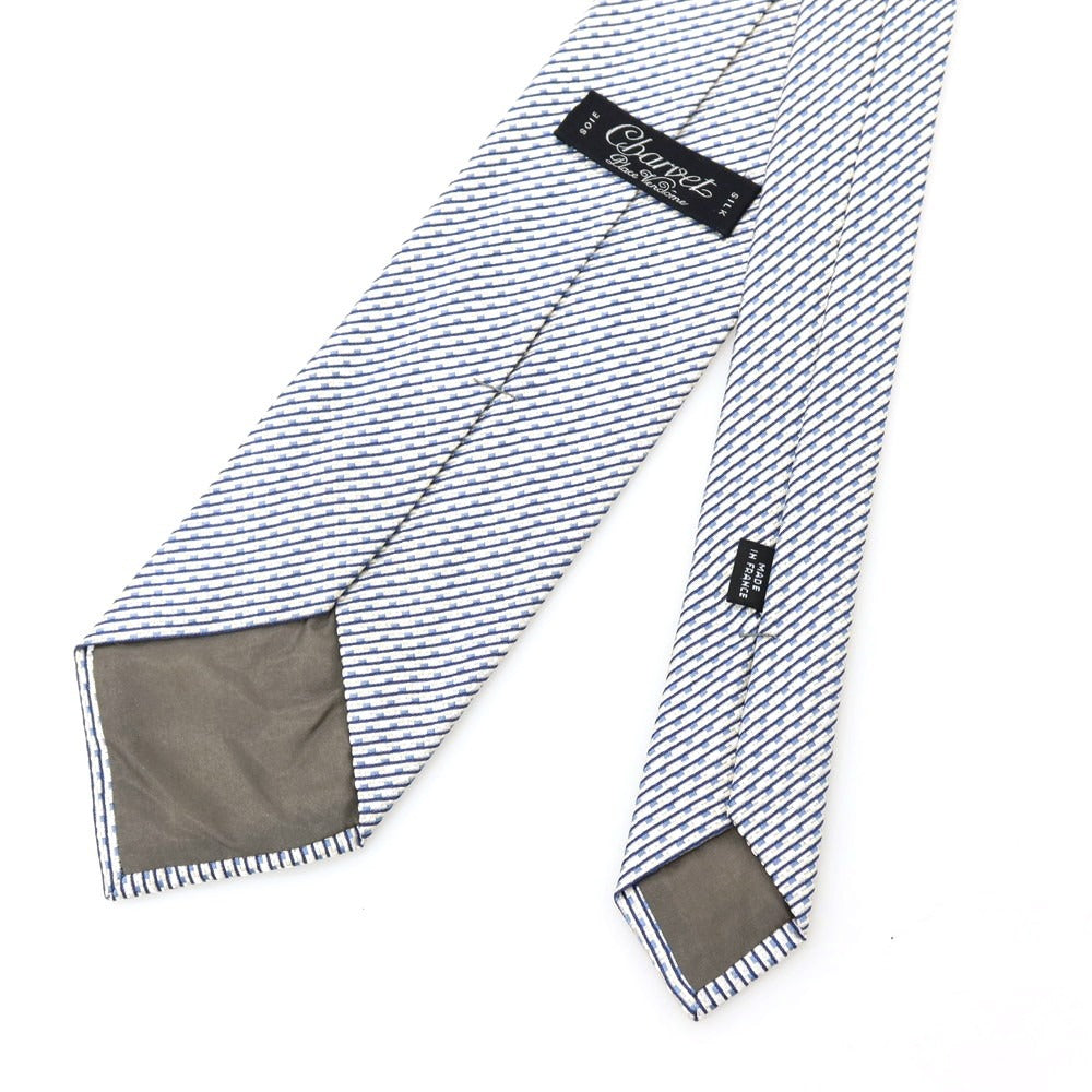 【中古】シャルベ CHARVET シルク ネクタイ ホワイトxネイビー【 状態ランクC 】【 メンズ 】