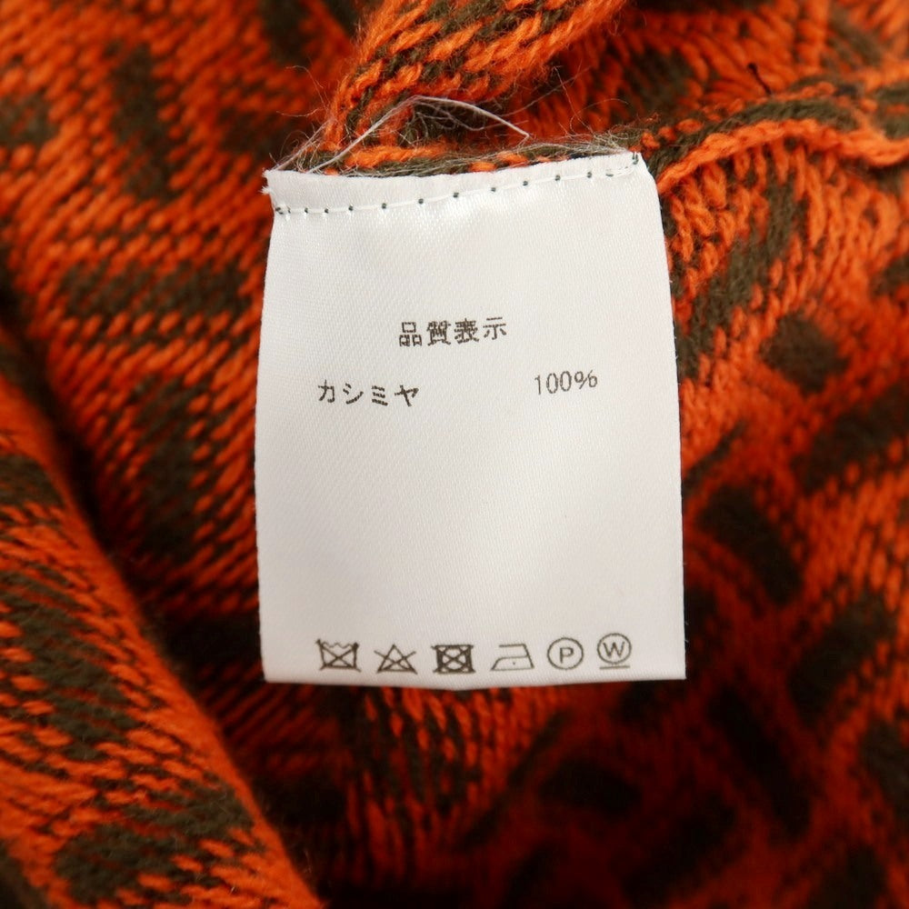 【中古】ドルモア DRUMOHR カシミヤ ビスコッティ柄 クルーネック プルオーバーニット オレンジxダークオリーブグリーン【サイズ48】【 状態ランクB 】【 メンズ 】