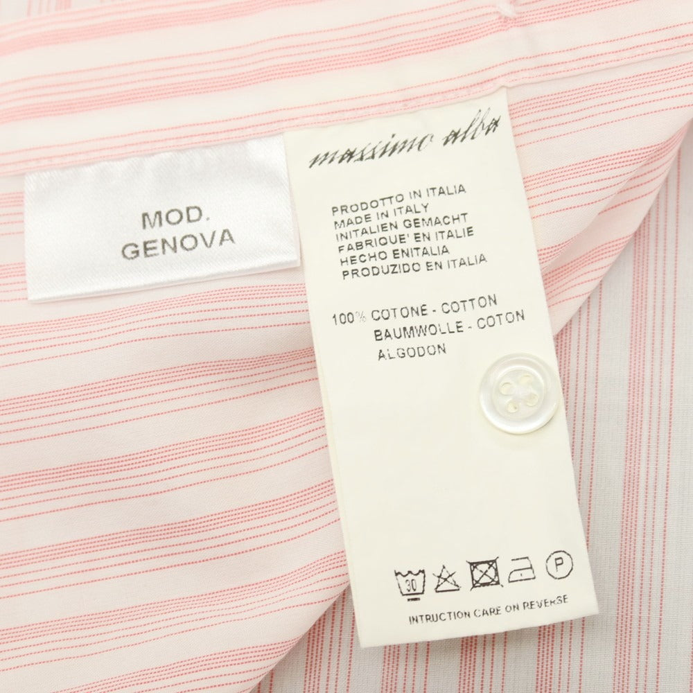 【中古】マッシモアルバ massimo alba コットン ストライプ レギュラーカラー ドレスシャツ ホワイトxピンク【サイズM】【 状態ランクB 】【 メンズ 】