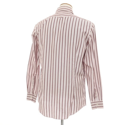 【中古】マッシモアルバ massimo alba コットン ストライプ セミワイドカラー カジュアルシャツ ホワイトxボルドー【サイズM】【 状態ランクB 】【 メンズ 】