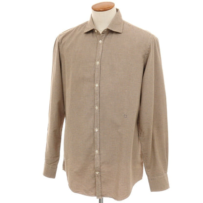 【中古】マッシモアルバ massimo alba コットン チェック セミワイドカラー カジュアルシャツ ベージュ【サイズM】【 状態ランクA 】【 メンズ 】