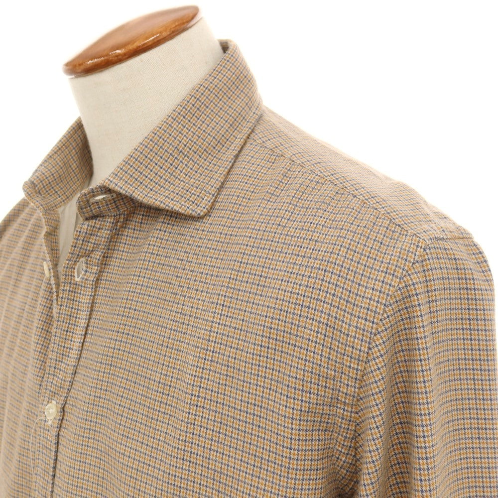 【中古】マッシモアルバ massimo alba コットン チェック セミワイドカラー カジュアルシャツ ベージュ【サイズM】【 状態ランクA 】【 メンズ 】