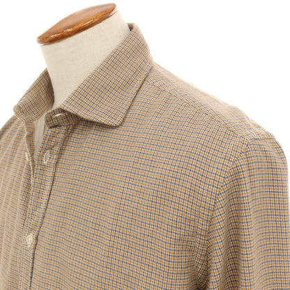 【中古】マッシモアルバ massimo alba コットン チェック セミワイドカラー カジュアルシャツ ベージュ【サイズM】【 状態ランクA 】【 メンズ 】
