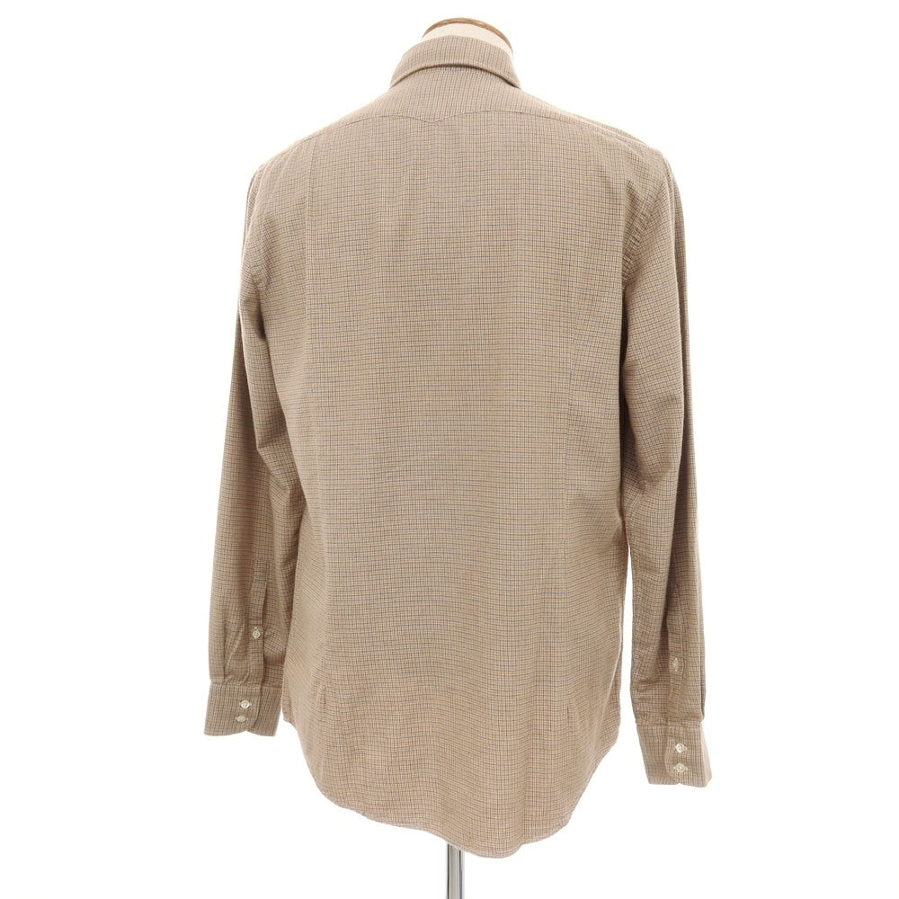 【中古】マッシモアルバ massimo alba コットン チェック セミワイドカラー カジュアルシャツ ベージュ【サイズM】【 状態ランクA 】【 メンズ 】