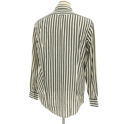【中古】マッシモアルバ massimo alba コットン ストライプ カジュアルシャツ ホワイトxダークグリーン【サイズM】【 状態ランクA 】【 メンズ 】