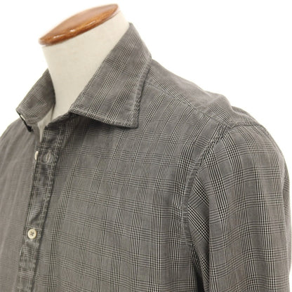 【中古】マッシモアルバ massimo alba ガーメントダイ コットン グレンチェック セミワイドカラー カジュアルシャツ グレー系【サイズM】【 状態ランクA 】【 メンズ 】