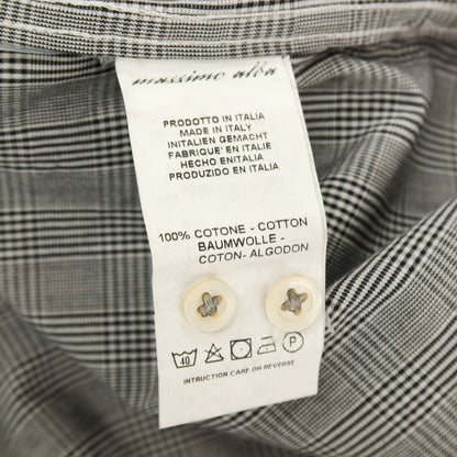【中古】マッシモアルバ massimo alba ガーメントダイ コットン グレンチェック セミワイドカラー カジュアルシャツ グレー系【サイズM】【 状態ランクA 】【 メンズ 】