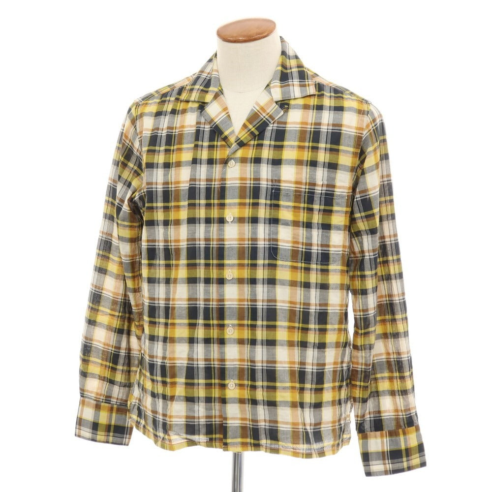 【中古】アレッサンドロ ゲラルディ ALESSANDRO GHERARDI コットン チェック オープンカラー カジュアルシャツ イエロー系【サイズM】【 状態ランクA 】【 メンズ 】