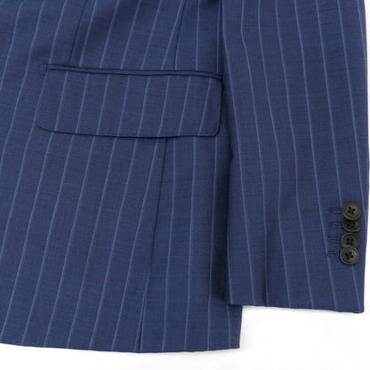 【中古】サルトリア アマルフィ Sartoria Amalfi スリーピース SUPER150’S ウール ストライプ 2つボタンスーツ ネイビーブルー【サイズ表記なし（S位)】【 状態ランクC 】【 メンズ 】