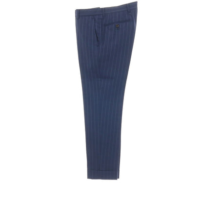 【中古】サルトリア アマルフィ Sartoria Amalfi スリーピース SUPER150’S ウール ストライプ 2つボタンスーツ ネイビーブルー【サイズ表記なし（S位)】【 状態ランクC 】【 メンズ 】