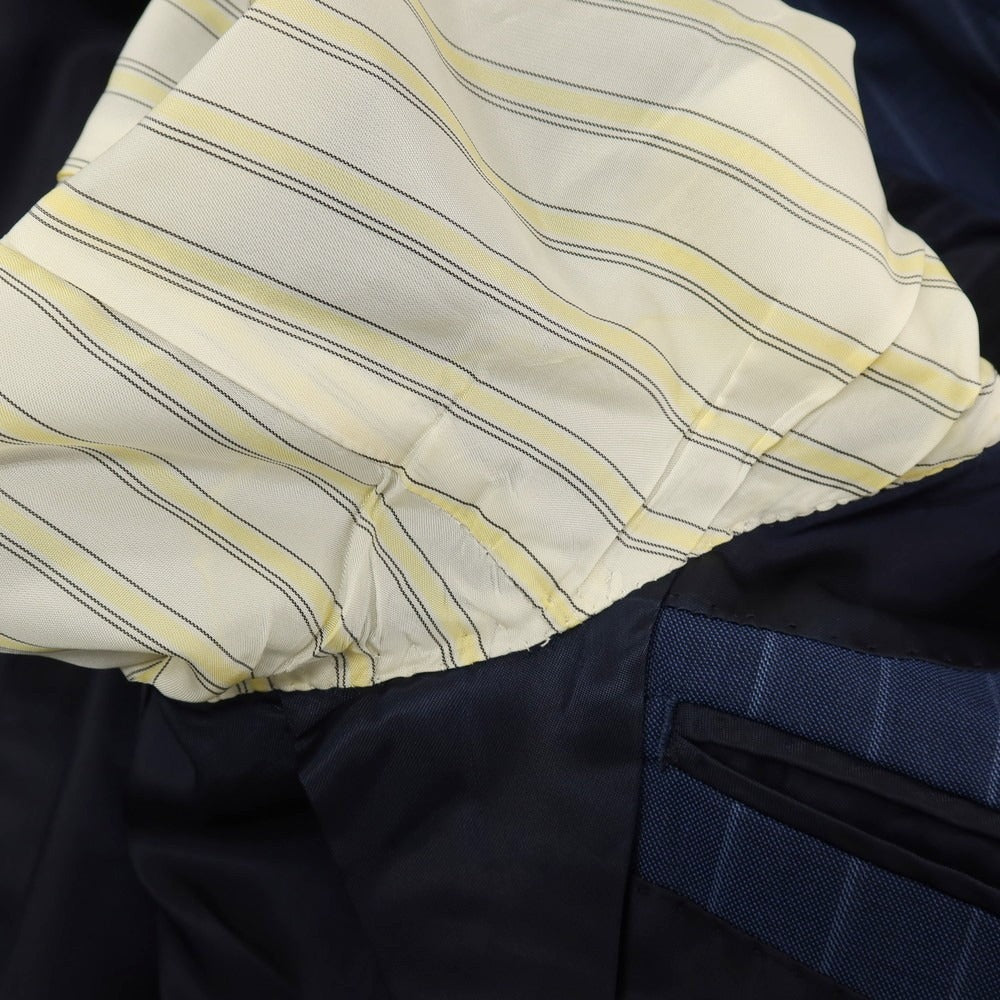 【中古】サルトリア アマルフィ Sartoria Amalfi スリーピース SUPER150’S ウール ストライプ 2つボタンスーツ ネイビーブルー【サイズ表記なし（S位)】【 状態ランクC 】【 メンズ 】