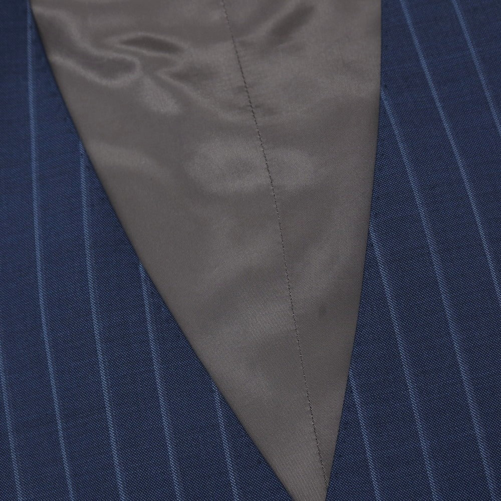 【中古】サルトリア アマルフィ Sartoria Amalfi スリーピース SUPER150’S ウール ストライプ 2つボタンスーツ ネイビーブルー【サイズ表記なし（S位)】【 状態ランクC 】【 メンズ 】