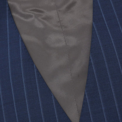 【中古】サルトリア アマルフィ Sartoria Amalfi スリーピース SUPER150’S ウール ストライプ 2つボタンスーツ ネイビーブルー【サイズ表記なし（S位)】【 状態ランクC 】【 メンズ 】