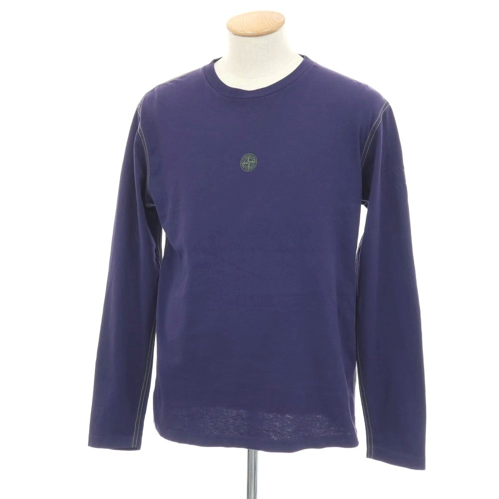 【中古】ストーンアイランド STONE ISLAND コットン クルーネック 長袖Ｔシャツ パープルxグラスグリーン【サイズS】【 状態ランクC 】【 メンズ 】