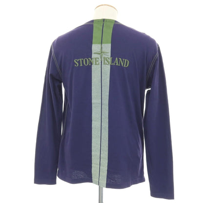 【中古】ストーンアイランド STONE ISLAND コットン クルーネック 長袖Ｔシャツ パープルxグラスグリーン【サイズS】【 状態ランクC 】【 メンズ 】