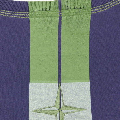 【中古】ストーンアイランド STONE ISLAND コットン クルーネック 長袖Ｔシャツ パープルxグラスグリーン【サイズS】【 状態ランクC 】【 メンズ 】