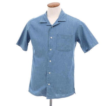 【中古】ジャンネット giannetto WASHING DIVISION コットン オープンカラー 半袖シャツ ブルー【サイズM】【 状態ランクB 】【 メンズ 】