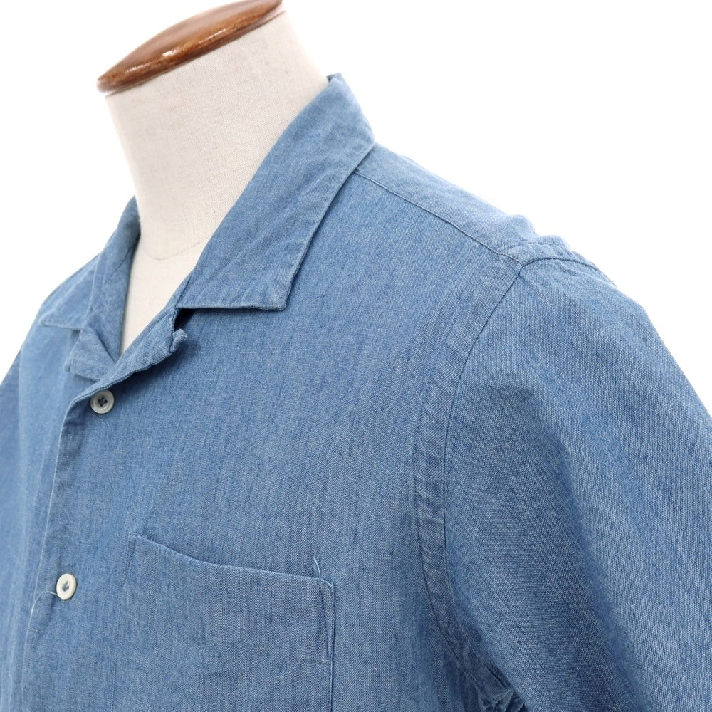 【中古】ジャンネット giannetto WASHING DIVISION コットン オープンカラー 半袖シャツ ブルー【サイズM】【 状態ランクB 】【 メンズ 】