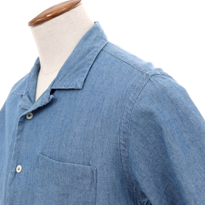【中古】ジャンネット giannetto WASHING DIVISION コットン オープンカラー 半袖シャツ ブルー【サイズM】【 状態ランクB 】【 メンズ 】