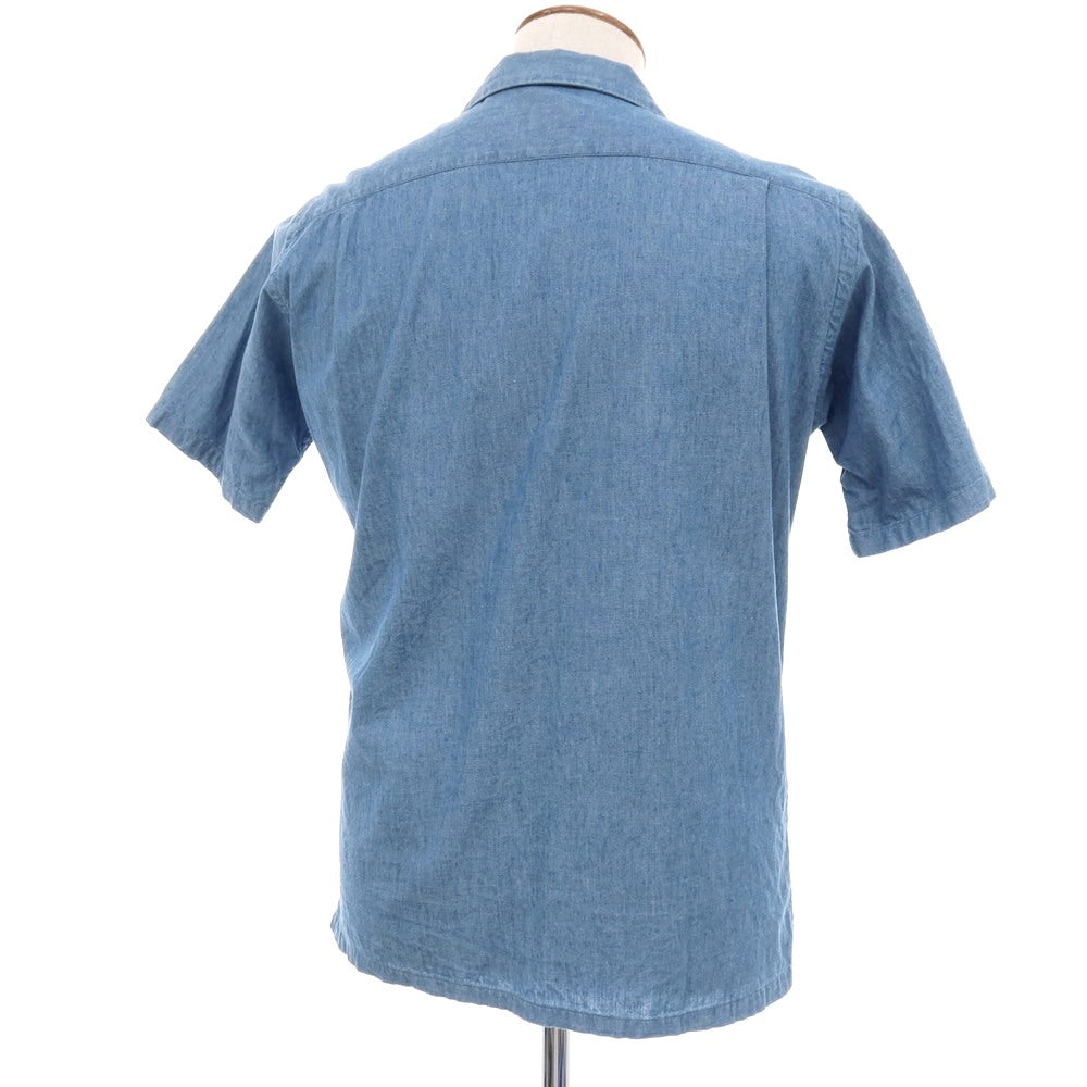 【中古】ジャンネット giannetto WASHING DIVISION コットン オープンカラー 半袖シャツ ブルー【サイズM】【 状態ランクB 】【 メンズ 】