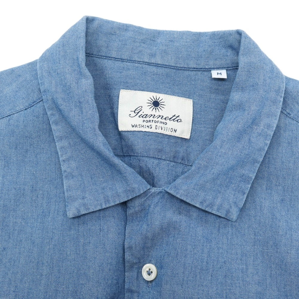 【中古】ジャンネット giannetto WASHING DIVISION コットン オープンカラー 半袖シャツ ブルー【サイズM】【 状態ランクB 】【 メンズ 】