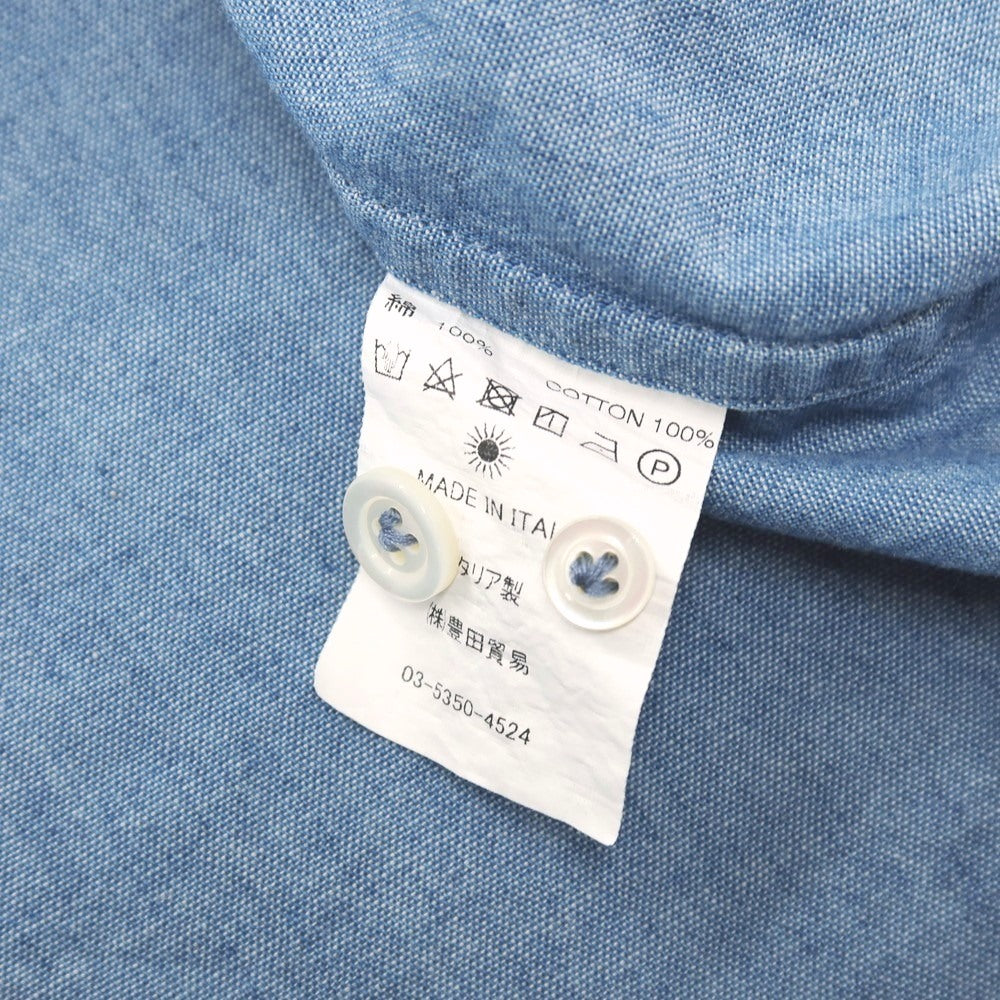 【中古】ジャンネット giannetto WASHING DIVISION コットン オープンカラー 半袖シャツ ブルー【サイズM】【 状態ランクB 】【 メンズ 】