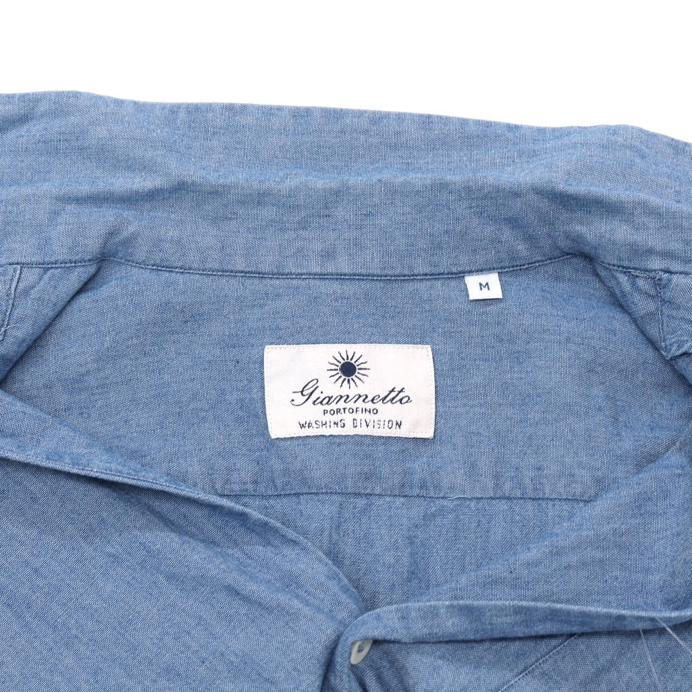 【中古】ジャンネット giannetto WASHING DIVISION コットン オープンカラー 半袖シャツ ブルー【サイズM】【 状態ランクB 】【 メンズ 】
