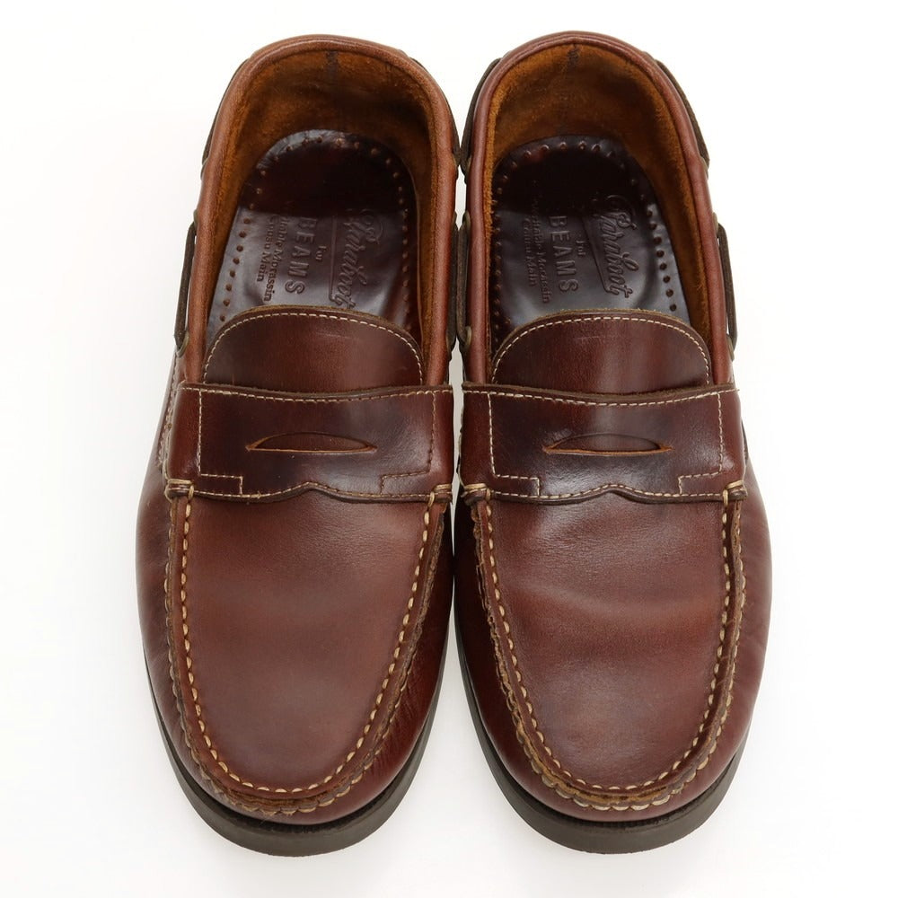 【中古】パラブーツ Paraboot BEAMS別注 CORSICA レザー ローファー ブラウン【サイズ7】【 状態ランクB 】【 メンズ 】