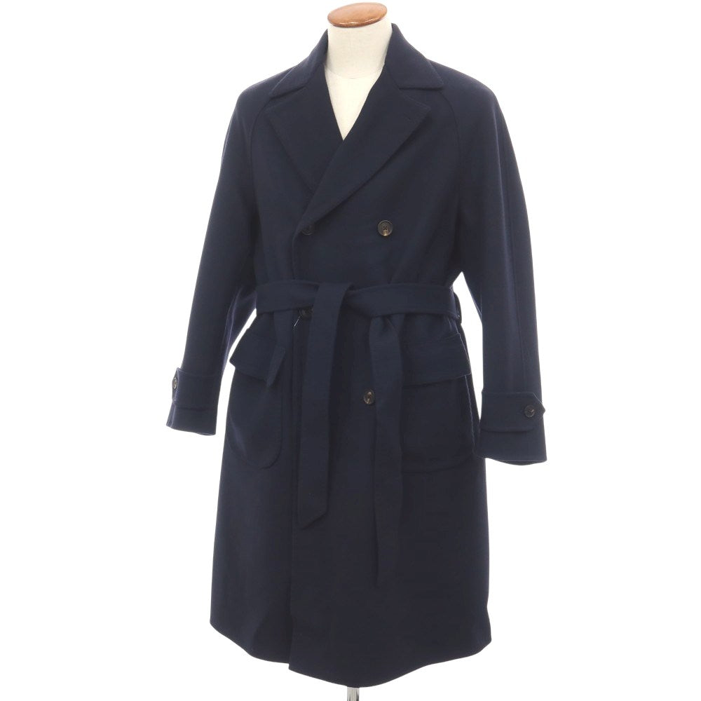 【中古】リングヂャケット RING JACKET ウール ベルテッド ダブルブレストコート ダークネイビー【サイズ48】【 状態ランクB 】【 メンズ 】