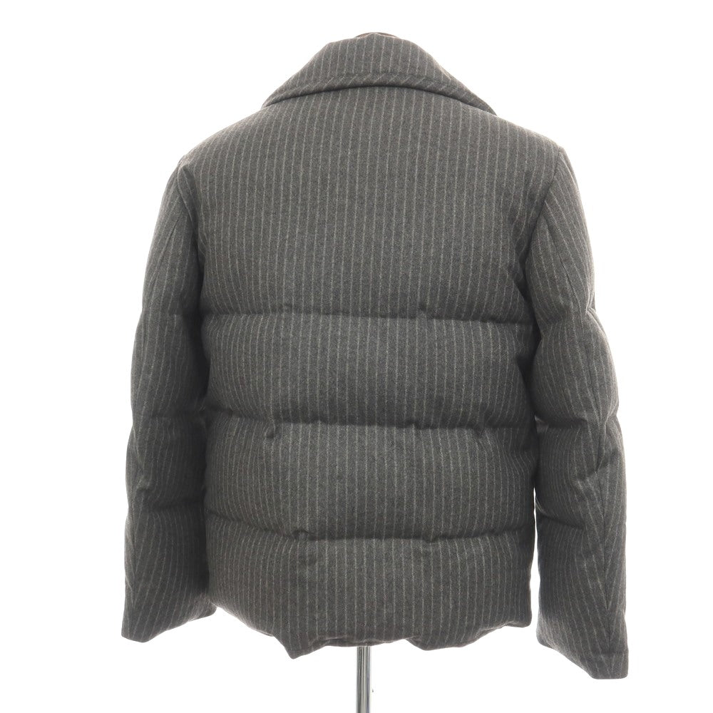【中古】メゾン エ ボヤージュ MAISON&amp;VOYAGE ウール ストライプ ダブルブレスト ダウンジャケット グレーxホワイト【サイズL】【 状態ランクB 】【 メンズ 】