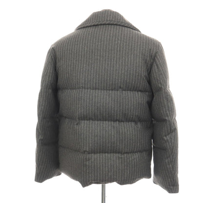 【中古】メゾン エ ボヤージュ MAISON&amp;VOYAGE ウール ストライプ ダブルブレスト ダウンジャケット グレーxホワイト【サイズL】【 状態ランクB 】【 メンズ 】
