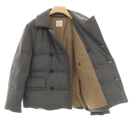 【中古】メゾン エ ボヤージュ MAISON&amp;VOYAGE ウール ストライプ ダブルブレスト ダウンジャケット グレーxホワイト【サイズL】【 状態ランクB 】【 メンズ 】
