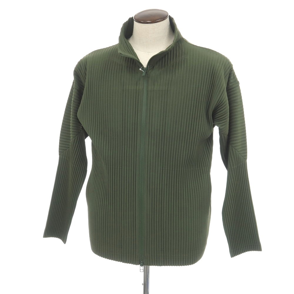 【中古】オム プリッセ イッセイミヤケ HOMME PLISSE ISSEY MIYAKE 2026年春夏 プリーツジャージー ダブルジップカットソー ブルゾン グリーン【サイズ表記なし（L位）】【 状態ランクA 】【 メンズ 】