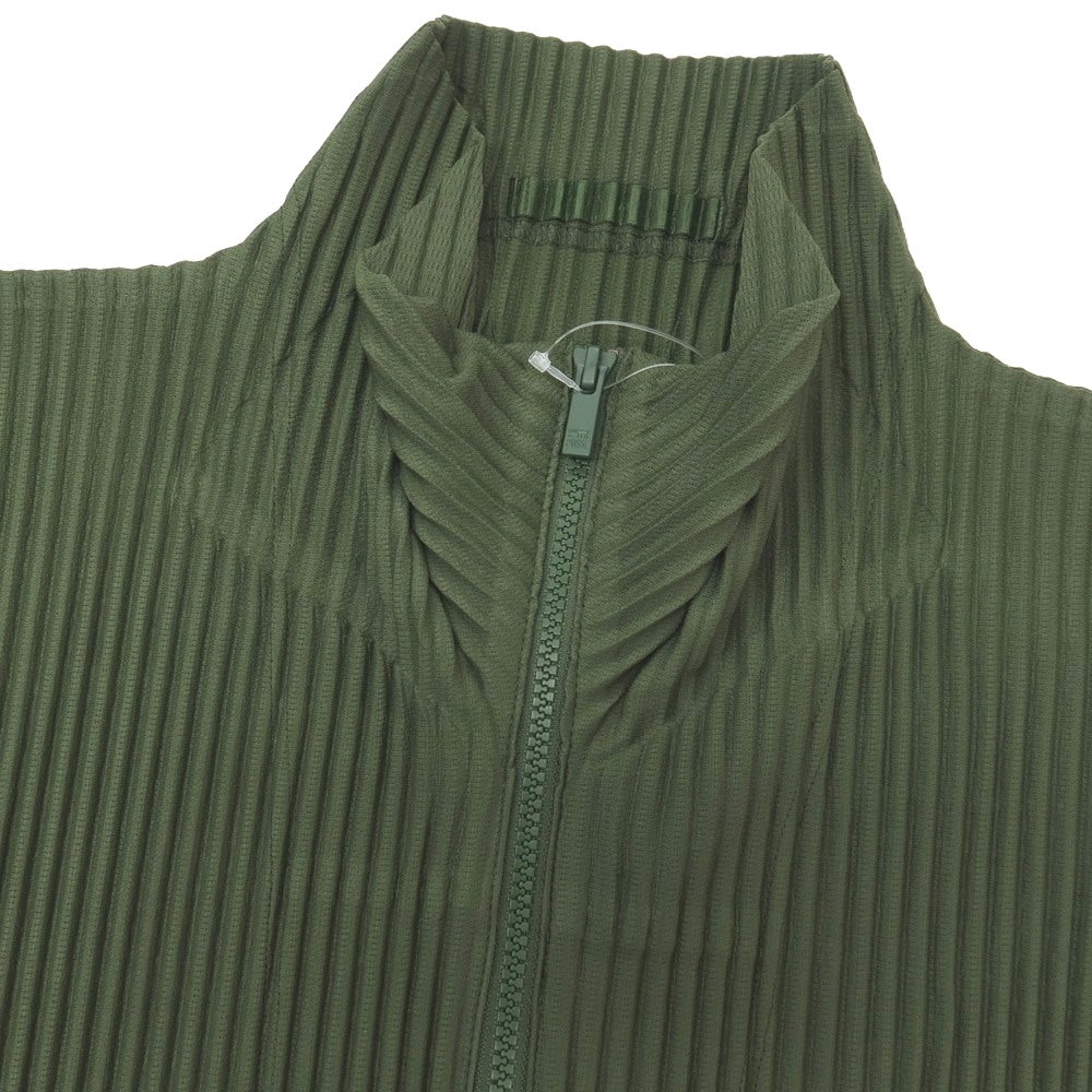【中古】オム プリッセ イッセイミヤケ HOMME PLISSE ISSEY MIYAKE 2026年春夏 プリーツジャージー ダブルジップカットソー ブルゾン グリーン【サイズ表記なし（L位）】【 状態ランクA 】【 メンズ 】
