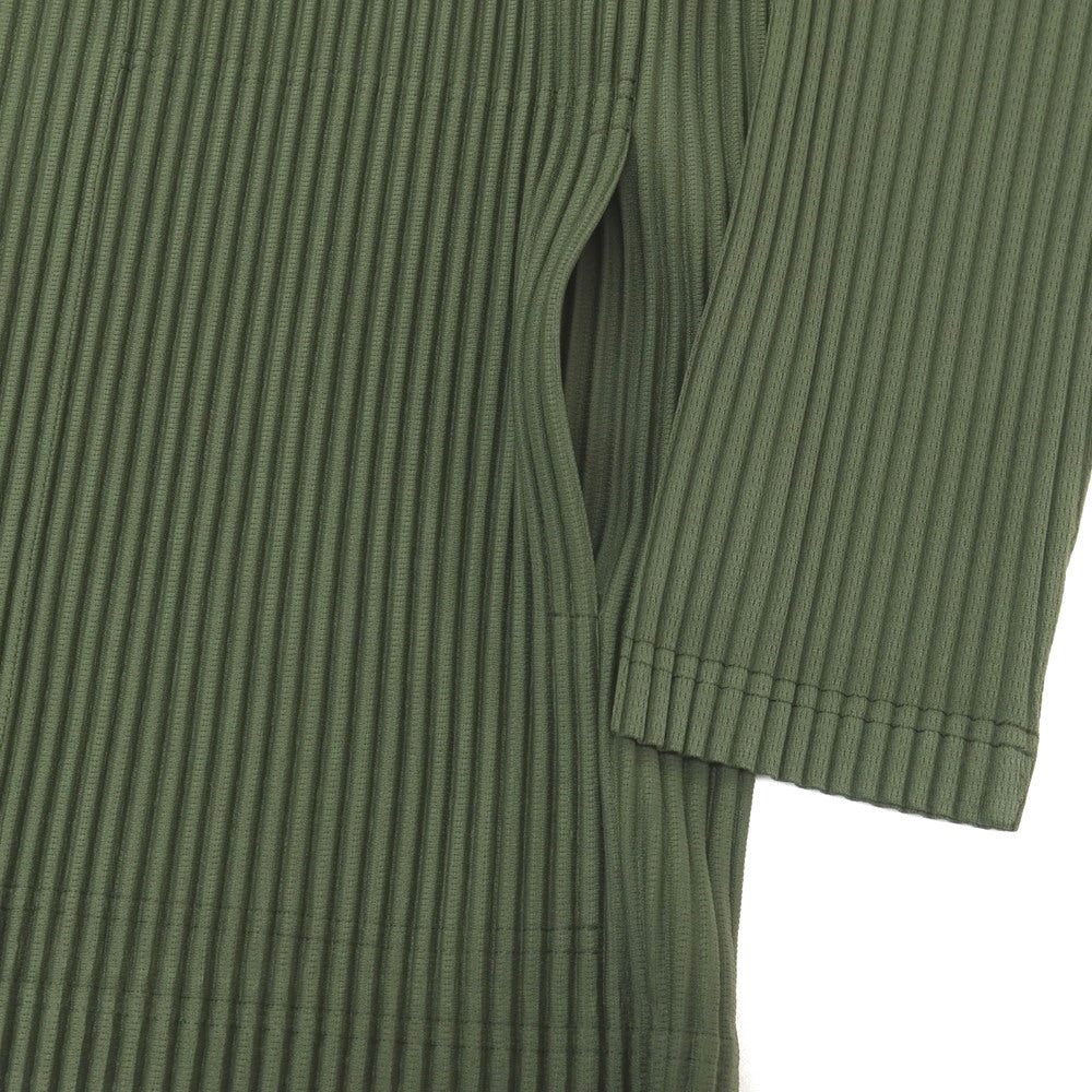 【中古】オム プリッセ イッセイミヤケ HOMME PLISSE ISSEY MIYAKE 2026年春夏 プリーツジャージー ダブルジップカットソー ブルゾン グリーン【サイズ表記なし（L位）】【 状態ランクA 】【 メンズ 】