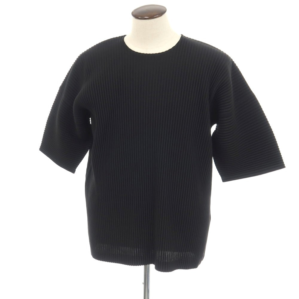 【中古】オム プリッセ イッセイミヤケ HOMME PLISSE ISSEY MIYAKE 2026年春夏 プリーツ クルーネック 半袖カットソー ブラック【サイズ表記なし（L位）】【 状態ランクA 】【 メンズ 】