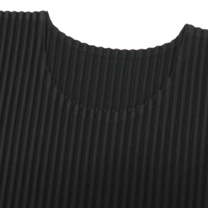 【中古】オム プリッセ イッセイミヤケ HOMME PLISSE ISSEY MIYAKE 2026年春夏 プリーツ クルーネック 半袖カットソー ブラック【サイズ表記なし（L位）】【 状態ランクA 】【 メンズ 】