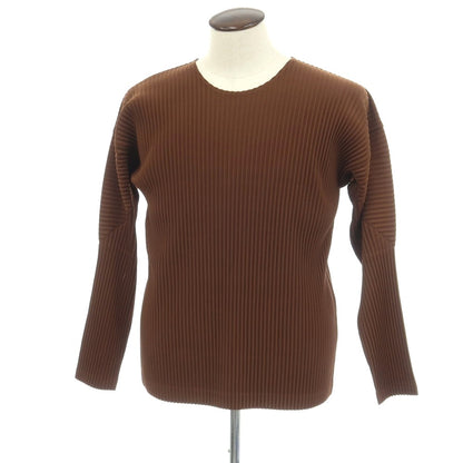 【中古】オム プリッセ イッセイミヤケ HOMME PLISSE ISSEY MIYAKE 2026年春夏 プリーツ クルーネック 長袖カットソー ブラウン【サイズ表記なし（L位）】【 状態ランクA 】【 メンズ 】