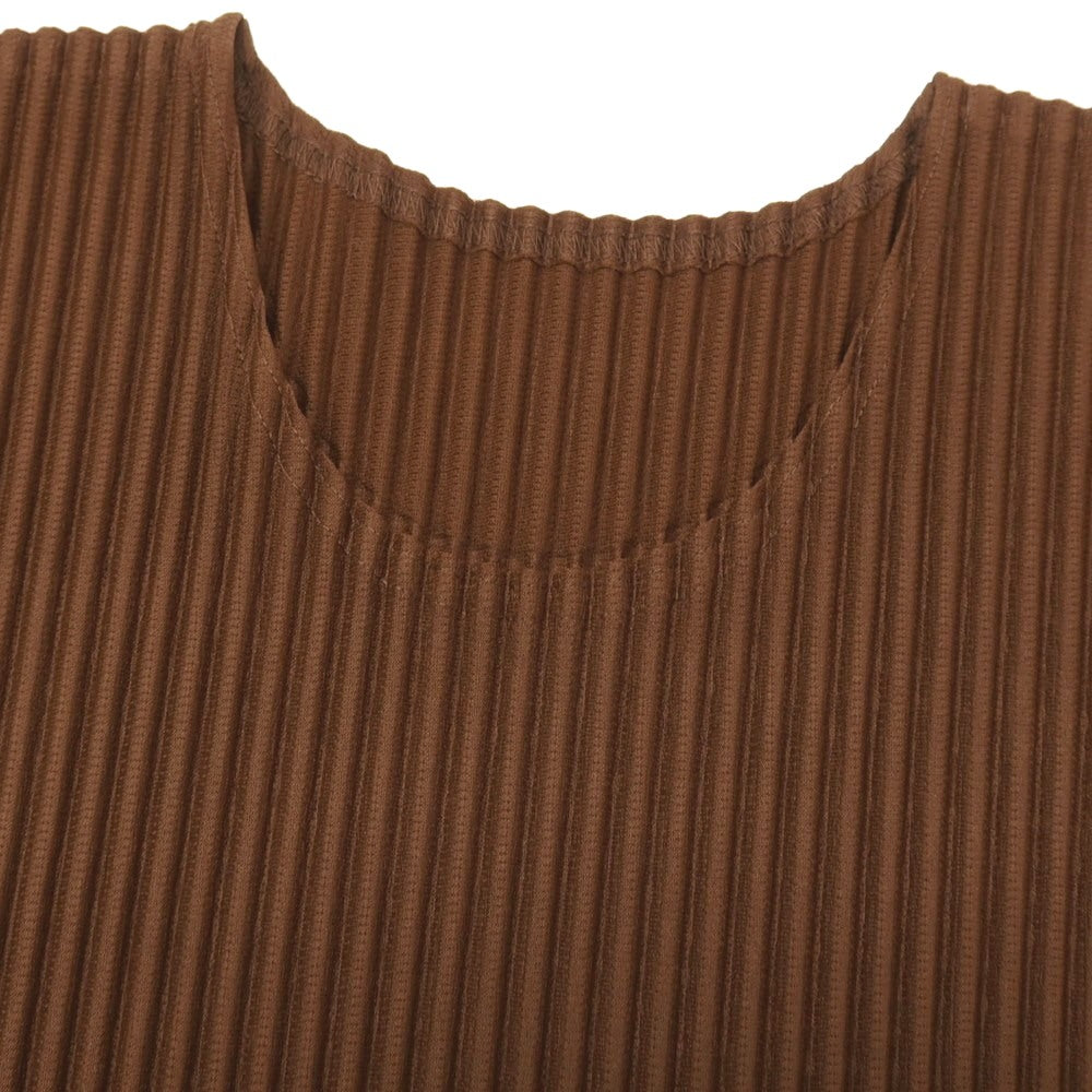 【中古】オム プリッセ イッセイミヤケ HOMME PLISSE ISSEY MIYAKE 2026年春夏 プリーツ クルーネック 長袖カットソー ブラウン【サイズ表記なし（L位）】【 状態ランクA 】【 メンズ 】