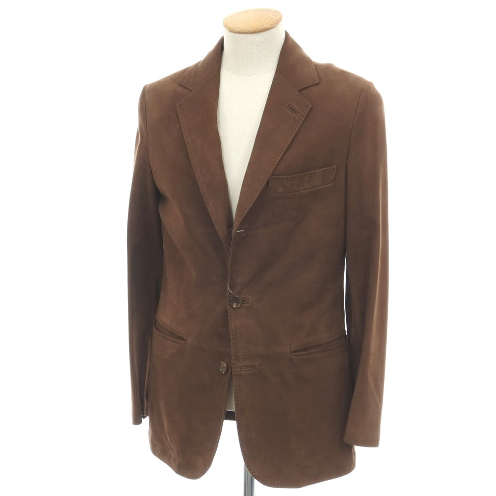【中古】キートン Kiton 羊革 シープレザー 3B テーラードジャケット ブラウン【サイズ44】【 状態ランクC 】【 メンズ 】