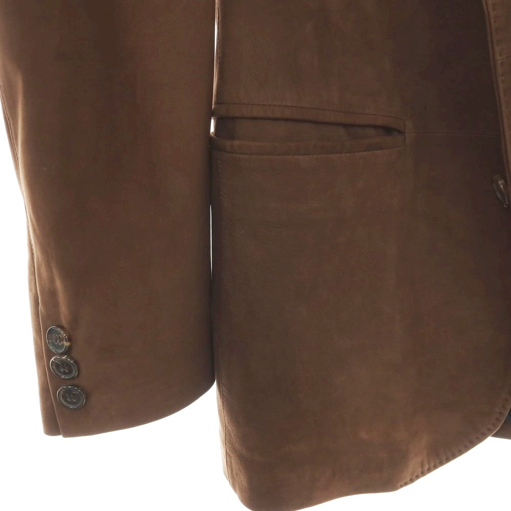【中古】キートン Kiton 羊革 シープレザー 3B テーラードジャケット ブラウン【サイズ44】【 状態ランクC 】【 メンズ 】