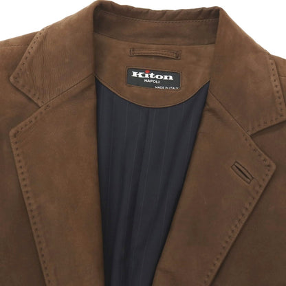 【中古】キートン Kiton 羊革 シープレザー 3B テーラードジャケット ブラウン【サイズ44】【 状態ランクC 】【 メンズ 】