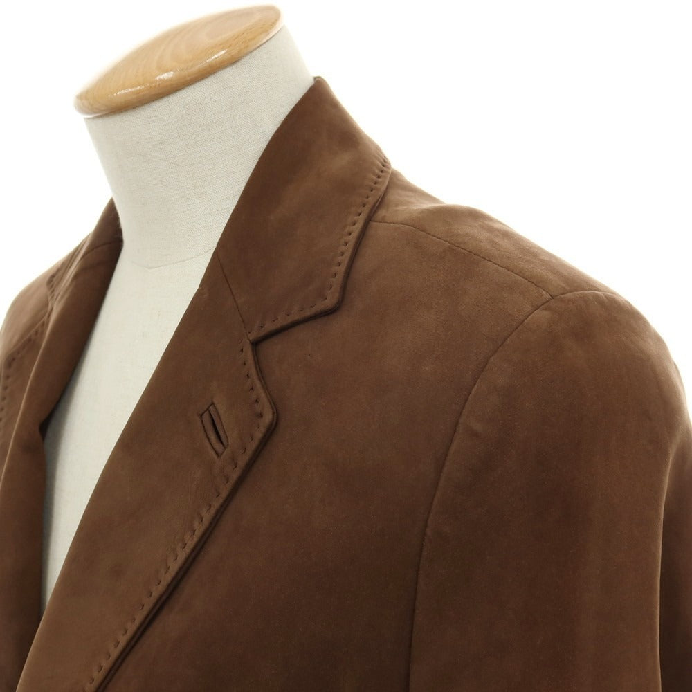 【中古】キートン Kiton 羊革 シープレザー 3B テーラードジャケット ブラウン【サイズ44】【 状態ランクC 】【 メンズ 】