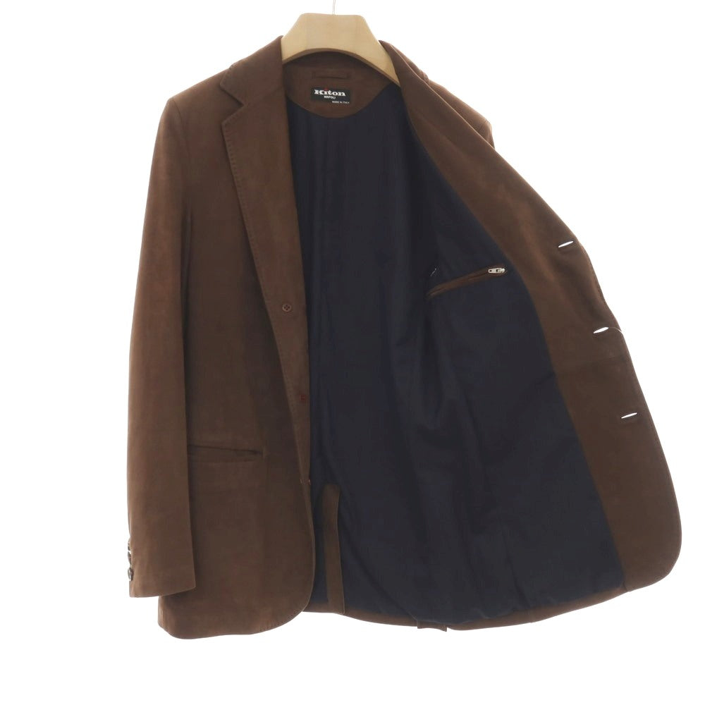 【中古】キートン Kiton 羊革 シープレザー 3B テーラードジャケット ブラウン【サイズ44】【 状態ランクC 】【 メンズ 】