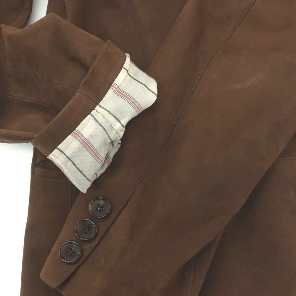 【中古】キートン Kiton 羊革 シープレザー 3B テーラードジャケット ブラウン【サイズ44】【 状態ランクC 】【 メンズ 】