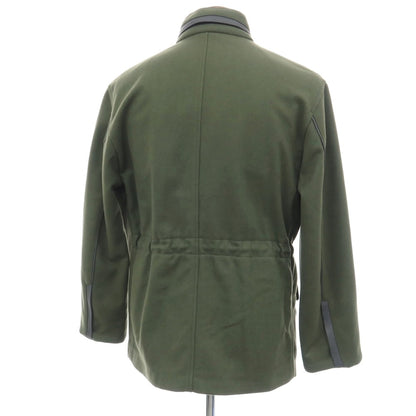 【中古】ソレシティ Solleciti ウールナイロン レザーパイピング スタンドカラー ミリタリージャケット オリーブグリーン【サイズ46】【 状態ランクB 】【 メンズ 】