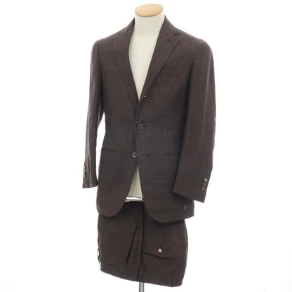 【中古】スティレ ラティーノ STILE LATINO リネン 3つボタンスーツ ダークブラウン【サイズ42 DROP.8R/45】【 状態ランクC 】【 メンズ 】