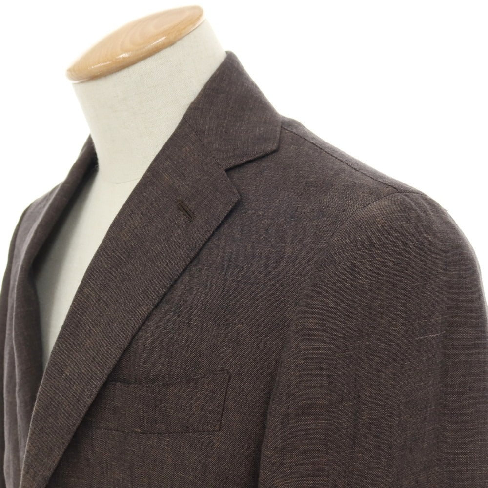 【中古】スティレ ラティーノ STILE LATINO リネン 3つボタンスーツ ダークブラウン【サイズ42 DROP.8R/45】【 状態ランクC 】【 メンズ 】